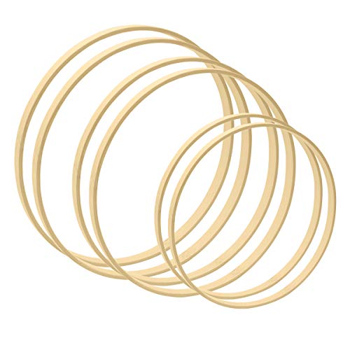 Worown 6 Pack Bamboo Floral Hoops, 3 Size Wooden Floral Wreath Rings for Making Wedding Wreath Decor and Wall Hanging Crafts (8, 10, 12 Inch) - size: 6Pcs (8/10/12 Inch)