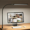 SKYLEO Led Desk Lamp - Desk Light for 33.5" Tall - Flexible Gooseneck - 5 Color Modes X 11 Brightness Levels - 1300LM - Timmer & Memory Function - 12W Clip on Light - Black - style: Black gooseneck