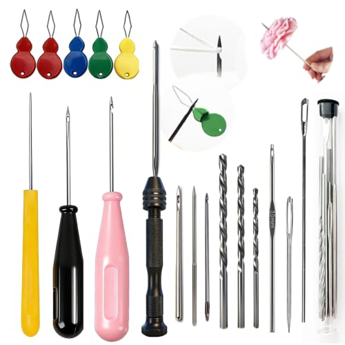 Nimozekd 19 PCS Candle Making Kit for Candle Drilling&Mold Punching Needle Punch Wicking Needle Tools Candlewick Inserting Tool Candle Mold Punch Set with Hook Eye for Inserting Mold Wicks - color: 19PCS