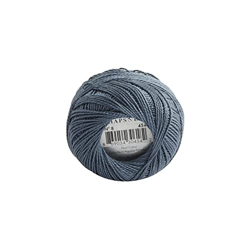 Rhapsody Pearl Cotton Thread Size 8 Crochet Thread Perle 12 Balls Set Hand Knitting, Embroidery, Sashiko, Cross-Stitch, Sewing, Needlepoint, DIY, Quilting (DK Antique Blue, Col. 454) - color: DK Antique Blue, Col. 454