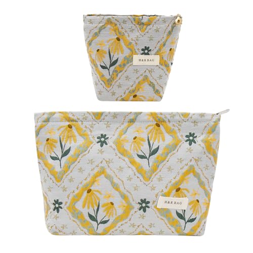 getgto 2 Pcs Makeup Bags, Large Cosmetic Bag Travel Toiletry Bag - color: Boho style