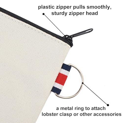 Aspire 6-Pack Canvas Makeup Bags with Zipper and Metal Ring, 6 x 4 Inch - color: Black Zip