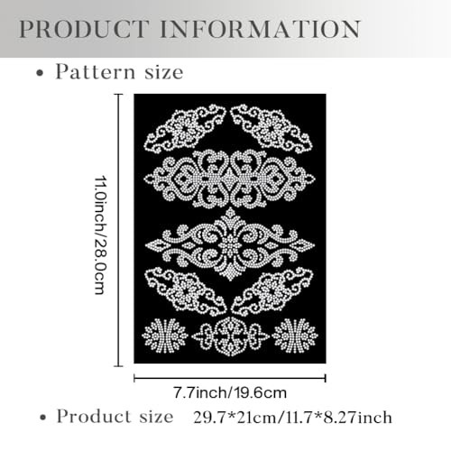 1 Pc Scroll Pattern Iron on Rhinestones Transfer, Silver Hotfix Iron on Patch Transfer Decals Crystal Heat Transfer Clothing Repair Decor for Bridal Wedding Dress Clothes Shoes Decoration - color: Silver