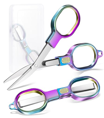Zicolu Folding Travel Scissors Safety, Small TSA-Compliant and Portable with Case, Pocket Foldable Stainless Steel Retractable Cutters, Mini Craft Scissors for Home, Outdoor and Office Use - size: 1 Pack (Folded 4" / Expanded 4.4" )