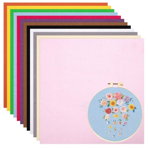 12 Sheets 12 Colors Cotton Embroidery Fabric 7.8×7.8Inch - size: 7.8×7.8Inch