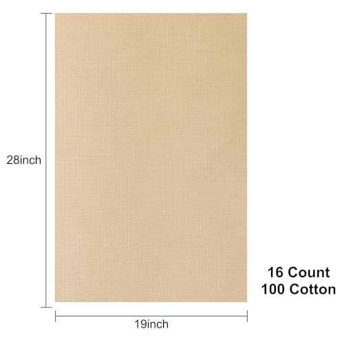 Aida Cloth 16 Count Cross Stitch Fabric,19×28inch (16CT,Tan) - color: Tan, size: 16CT