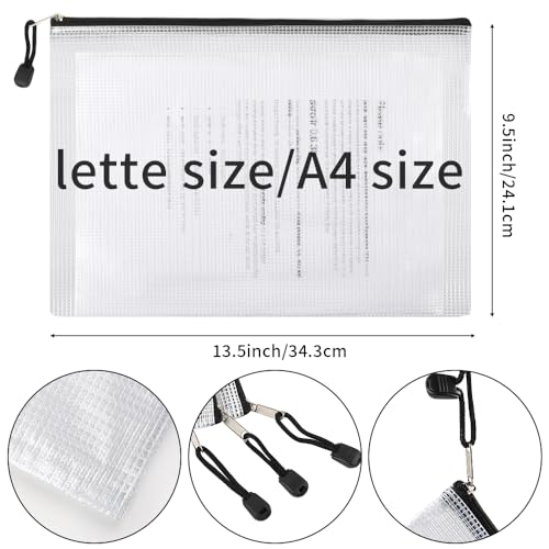 EOOUT 24pcs Mesh Zipper Pouch Bags, Plastic Zipper Bag for Organizing 13.5x9.5 Inches Letter Size, A4 Size, for Office Supplies - style: black-24pcs