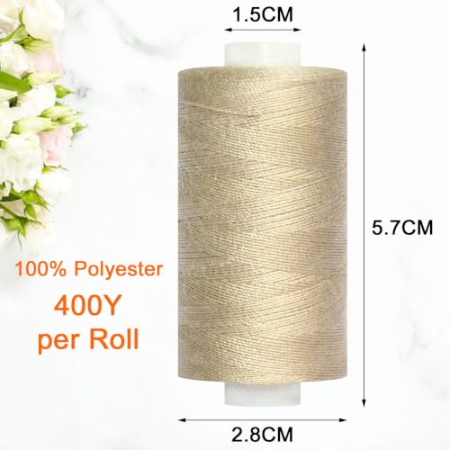 All Purpose Polyester Sewing Thread-2 Spools for Hand and Machine Sewing(Lt Khaki) - color: Lt Khaki