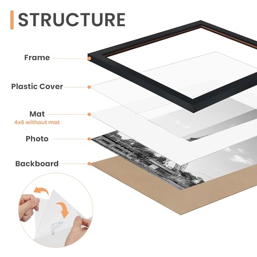 upsimples Picture Frames set of 19, Including 8x10, 5x7, 4x6 Rustic Frame - color: Black Gray Brown