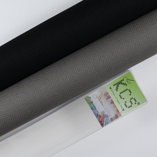 KCS 2 pc of 15" x 18"(38cmx45cm) Counted Cross Stitch Cotton Aida Cloth Needlework Fabric Box (Dark Grey+Black,16CT) - color: Dark Grey+black, size: 16CT