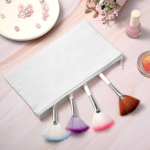 Shappy 40 Pieces Canvas Pouch Zipper Pen Makeup Cosmetic Bag, Pure White - color: Pure White