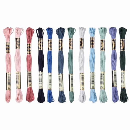 PATIKIL 12 Skeins Embroidery Floss Polyester Threads Dark Green/Navy Blue - color: Dark Green/Navy Blue