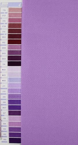 19" x 28" 11CT Counted Cotton Aida Cloth Cross Stitch Fabric (Lavender) - color: Lavender