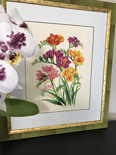RIOLIS 1821 Fragrant Freesia Counted Cross Stitch Kit 9.75 x 13 in