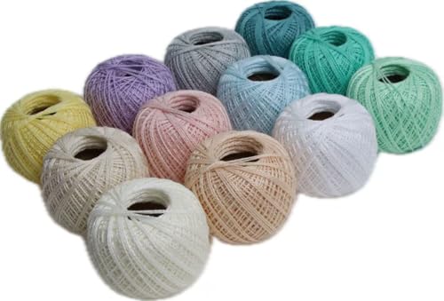 KCS Mercerized Pearl Cotton Thread Size 8 Crochet Needlework Embroidery Threads Ball (12, 12balls18) - color: 12balls18