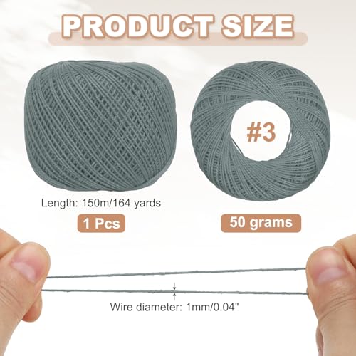 MECCANIXITY Crochet Thread Pearl Cotton Size 3 Dark Gray Pearl 164 Yards for Crocheting Tatting Knitting Embroidery Sewing - color: Dark Gray