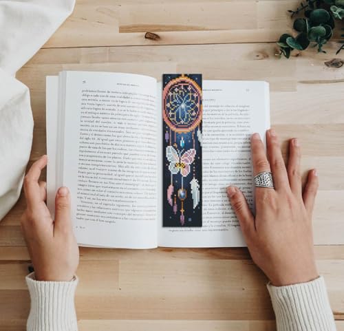 NEGEKFKX 6 Pcs Dreamcatcher Cross Stitch Bookmark Kit for Adult Beginners - color: Cross stitch bookmark-16
