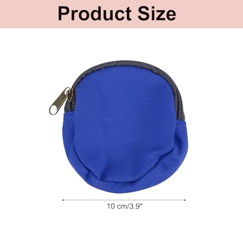 uxcell Mini Canvas Coin Purse Pouch, 3.9" Blank Round Mini Coin Wallet Small Change Purses Portable Organizer Bags with Zipper for Women Men Home DIY, Dark Blue - color: Dark Blue