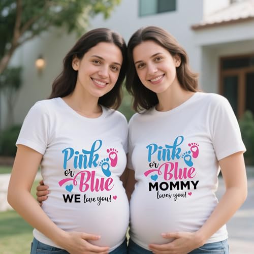 16 Sheets Gender Reveal Iron on Transfers for T-Shirts - style: Pink or Blue
