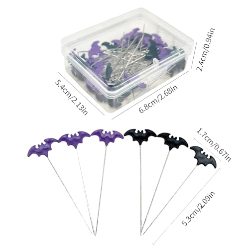 YUNLEI Sewing Supplies,50/100pcs Dressmaking Pins Embroidery Patchwork Pins Accessories Halloween Bat Sewing Needle Sewing Tools Decoration,Craft Organizers and Storage