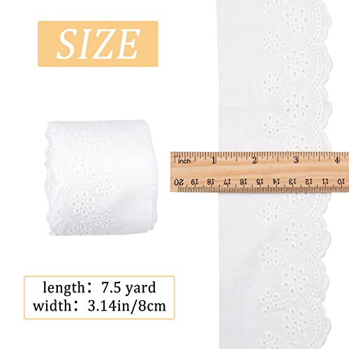 GORGECRAFT 7.5 Yards Cotton Lace Trim Eyelet Embroidery Fabric Curtain Tablecloth Slipcover Bridal DIY Clothing/Accessories for DIY Craft Sewing Wedding Decoration 80Mm Wide (Pack of 2) - size: 7.5 Yards;80mm wide (Pack of 2)