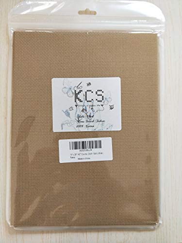 19" x 28" 14CT Counted Cotton Aida Cloth Cross Stitch Fabric (Khaki) - color: Khaki