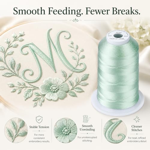 Simthread Embroidery Machine Thread 5000M 40WT Polyester, Minty Teal S048 - color: MintyTealS048