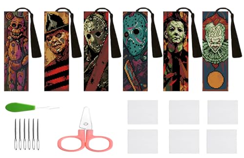 DYAIANGMU 6 Pcs Cross Stitch Bookmark Kit for Adults Beginner 2.3x7.8 inch - color: SQY008