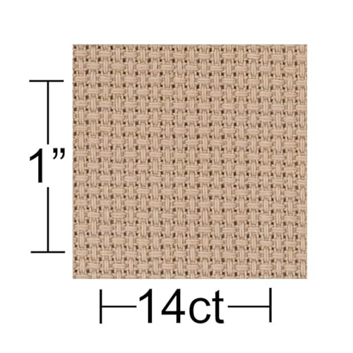 Essentials By Leisure Arts Aida Cloth, 14 Count, Beige, Cross Stitch Fabric, Embroidery Fabric, Cross Stitch Supplies for Crafting, Stitching, and Sewing Projects 15X18