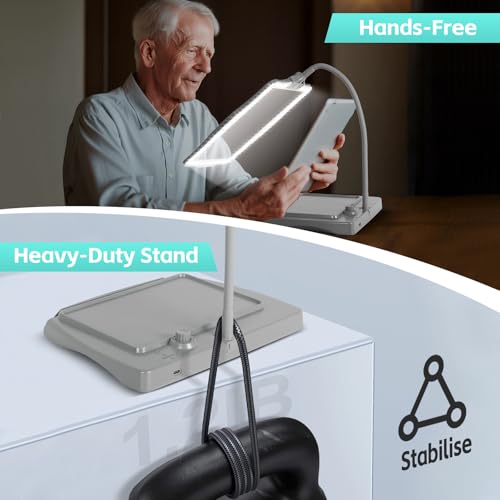 Magnifying Glass with Light and Stand 50 Ultra-Bright LEDs Grey - color: Gray