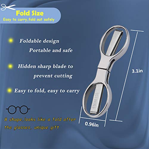 Friker Folding Scissors,Portable Telescopic Cutter Pocket Badge Scissors - color: Silver