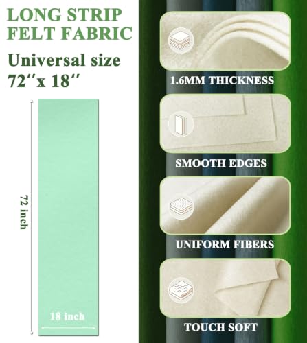 Pastel Green Felt Fabric 72" X 18" 1.6mm Thick Soft Rectangle Felt Sheet - color: Pastel Green, size: 72" X 18"(Half Yard)