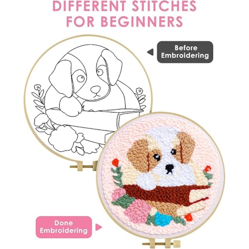 TCDZMYGS Punch Needle Kit for Beginners Adults-Book Dog,with Video Tutorial - color: Punch Needle kit with-1218-2