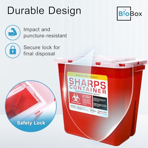 Sharps Container - Large Sharps Containers for Home Use, Needle Disposal - size: 2 Gallon