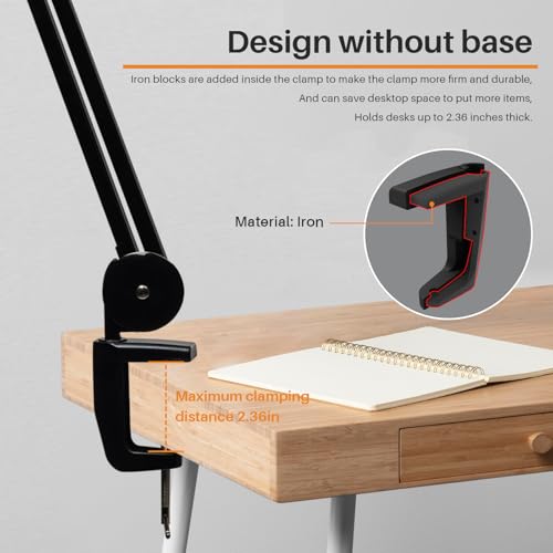 Bifocal LED Magnifying Lamp with Clamp, 14W 1200LM, Black - color: Black