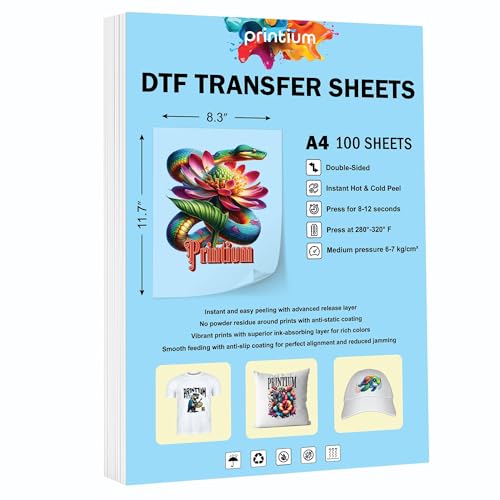 DTF Transfer Film Sheets A4 (8.3 x 11.7 inch) | Premium (Pack of 2) | Hot & Cold Peel | Double Matte Anti-Static | 100 Pack | Heat Press Paper | ET8550 L1800 XP15000 XP600 R1390 I3200 TX800 - size: Premium 100 Sheets (Pack of 2)