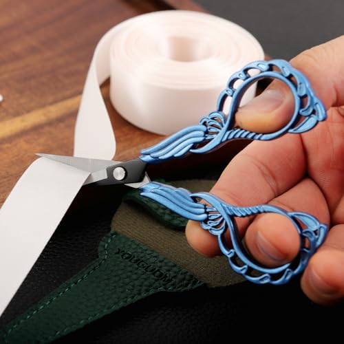 YOUGUOM Sharp Crochet Scissors, Small Sewing Embroidery Shears - color: Blue