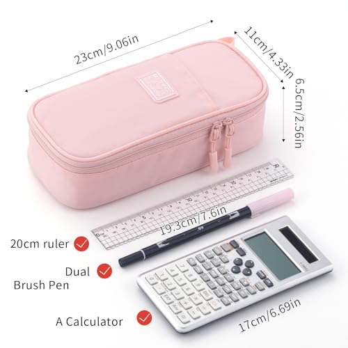 CICIMELON Durable Pencil Case Big Storage Pen Pouch Bag for School Supplies Office College Teen Girls Adults, Pink - color: Pink