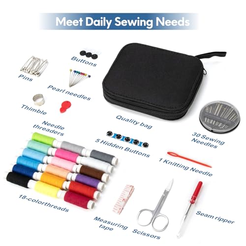 Sewing Kit Basic for Adults, 87 Pcs Sewing Kit with Needle and Thread, Sewing Supplies Portable Travel Emergency Repair Kit for Beginners Home DIY, Gift for Mom and Grandma OKOMER - size: M