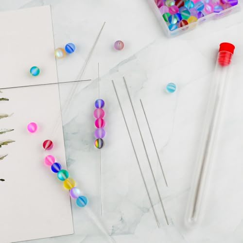 16 Pieces Big Eye Beading Needles Seed Beads Needle Beading Embroidery Needles for Jewelry Making Collapsible Beading Needles Set Long Straight Hand Sewing Beading Needle with Needle Bottle (5 Sizes)