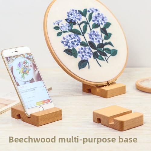 QIZUOLIFE Wooden Embroidery Hoop Stand Display Frame & Phone Holder