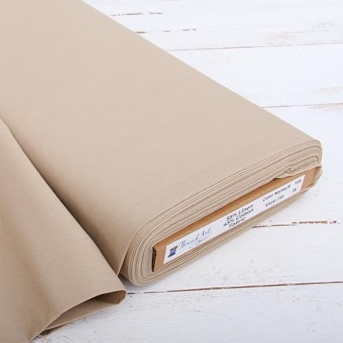 Threadart Khaki Linen Fabric - 3 Yard Cut, 55" Wide - color: Khaki, size: 3 YARDS