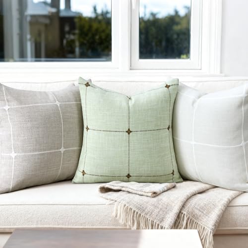 Light Green Linen Plaid Throw Pillow Covers 18x18 Set of 1 - color: Plaid Light Green, size: 18" x 18" (Pack of 1)