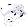 YOCTOSUN Head Mount Magnifier with 2 Led Professional Jeweler's Loupe Light Bracket and Headband are Interchangeable - style: Head Magnifier with 2 LED Lights