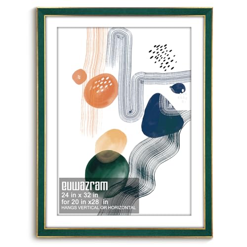 Suede 24x32 Frame - Single Frame, Christmas Elegant Green 24 x 32 Poster Frame with Mat for 20x28, 24x32 Picture Frames for Artwork, Puzzles, Photos and Movie Posters - color: Green, size: 24" x 32" / 20" x 28" mat