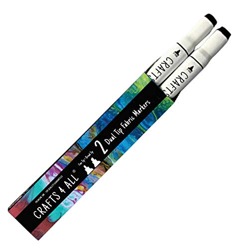 Crafts 4 All Fabric Markers for Clothes - Pack of 2 No Fade, Dual Tip Permanent Fabric Pens - No Bleed, Machine Washable Shoe Markers for Fabric Decorating - Laundry Marker, Erases Stains Easily - color: Black, size: 1 Count (Pack of 2)