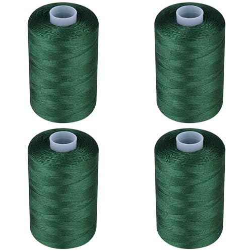 Simthread All Purpose Sewing Thread, 4 Spools Each 1000 Yards of Polyester Threads for Sewing Machine, Sewing Machine Supplies for Beginners, Hand Stitching, Quilting, Serger (Dark Green) - color: Dark Green