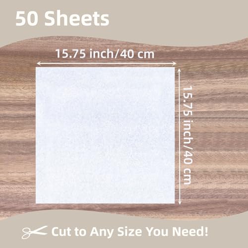 50 Sheets White Teabag Paper for Mixed Media Art, 15.75"x15.75" Large Size Wet Strength Tissue Paper, Ideal for Cyanotype, Collage, Origami,