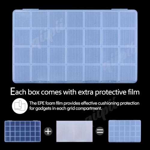 qiipii 1Pcs 28-Grid Clear Plastic Organizer White Fixed Compartment Storage Box for Rhinestones Beads, Earrings Art DIY Craft Jewelry, Diamond Accessories Small Parts, Items (8.82"L x 5.12"W x 0.6"H) - color: 28 Grids, size: 1 Pcs