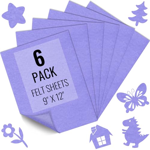 IONTACH 9" X 12" Soft Felt Sheets 1.6mm Thick (6 Packs, Lavender) - color: Lavender